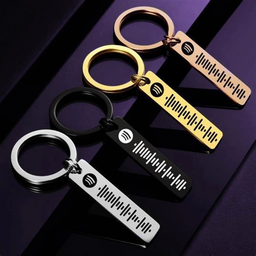 Personalized Spotify Keychain: Scannable Music Code, Engraved Stainless Steel - Etsy