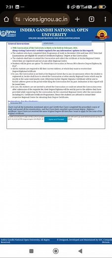 Ignou 39th Convocation of the University is likely to be held in February, 2026