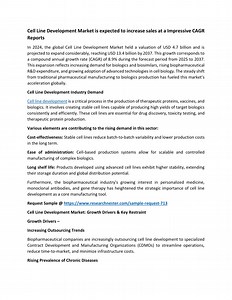 Cell Line Development Market Report: 2037 Summary - SlideServe