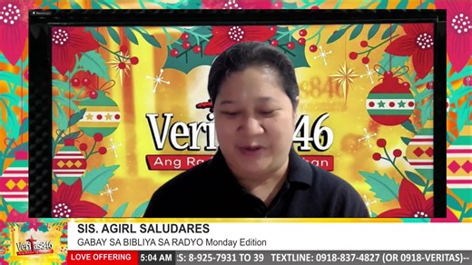 🎥 WATCH: GABAY SA BIBLIYA SA RADYO Monday Edition Kasama ang inyong kapanalig: BRO. JOEL & SIS. AGIRL SALUDARES Simulcast broadcast at Veritas TV Skycable Channel 211 and via Veritas PH live stream on Youtube Channel #DZRV846 #AngRadyoNgSimbahan | DZRV 846