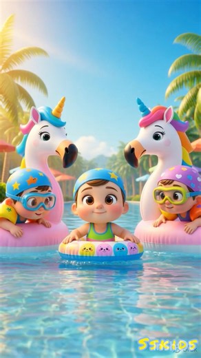 Splash Splash Pool Party! 💦🌈 | Cute Kids Summer Fun | Animated Shorts