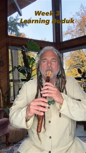 Well week 3 there was less improvement. One of the most challenging parts of duduk playing is understanding the reed… the correct moisture , expansion, contraction and resetting. Even how it’s stored affects how it will initially play. Luckily there are plenty of resources out there to help( YouTube etc). I’ve found that this A Duduk plays also in F sharp( f sharp minor is easy to play on A duduk) .. this F sharp 432 backing track changed the flavor of what I was playing. By the end of the week 