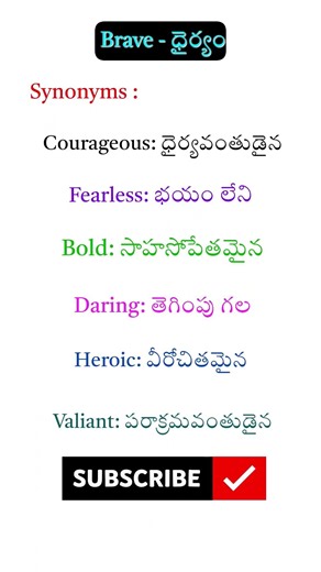 ​"Brave" అనకండి! ఈ 6 అద్భుతమైన పదాలు వాడండి! 🛡️ | Synonyms for Brave |