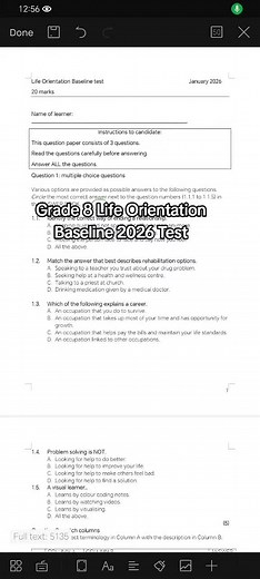 Grade 8 Baseline Test term 1.. #grade8 #grade9 #grade10 #grade7 #grade6