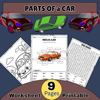 Parts Of a Car Worksheet | Car Diagram Labeling Activity,Transportation For Kids