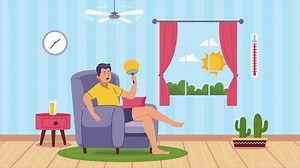 Download A Man Using Hand Fan in Hot Summer Day 2D Cartoon Animation for free