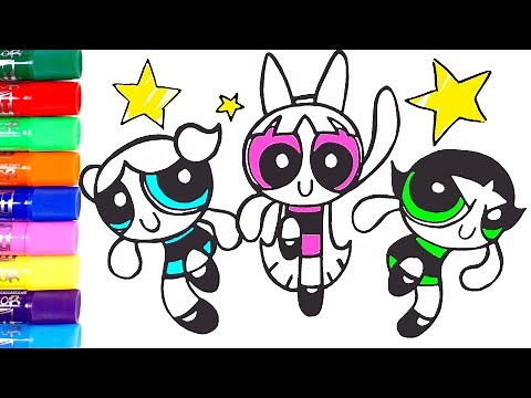 Dibuja y colorea a las Chicas Superpoderosas 💙💖💚Vídeos para niños 🎨