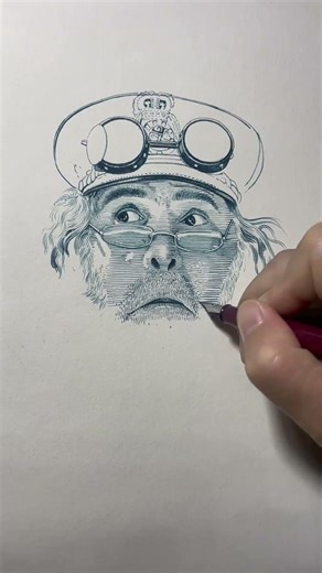 Precision Without a Safety Net | Freehand Ink Portrait