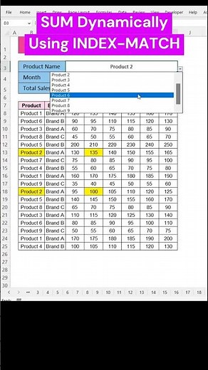 Sumif function with Index Match Dynamically