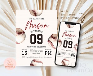 EDITABLE Baseball Party Invitation for ANY AGE Birthday Invite Rookie of the Year Invite Electronic Invite Canva Template Ticket Invitation - Etsy