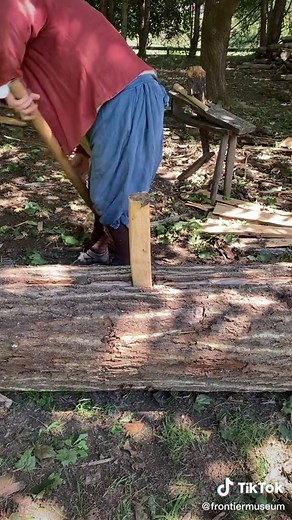English Woodworking Log Splitting at Frontier Culture Museum