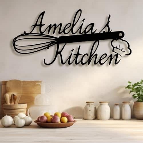 Kitchen Signs Wall Decor,Custom Kitchen Sign,Personalized Kitchen Signs,Kitchen Metal Wall Art,Farmhouse Kitchen Signs for Above Cabinets,Personalized Kitchen Gifts (Style 24)