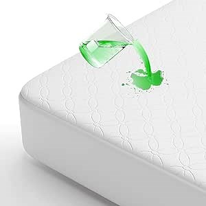 Waterproof Mattress Protector Queen Size, Bamboo Mattress Cover Ultra Soft 3D Air Fabric Cooling Breathable Noiseless Deep Pocket(8-18 INCH)