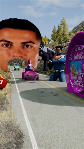 Funny Cars Crossing Bollard Barbie vs Car - BeamNG.Drive #090 #beamngdrivecrash #automobile #gta