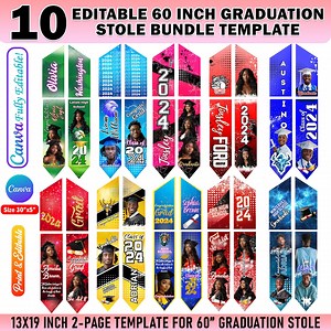 10 Graduation Stole Template Design Bundle for Graduation Sash Sublimation 2025, Editable Graduation Template Personalized Graduation Design - Etsy