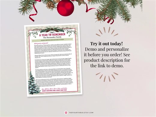 Editable Christmas Letter Template - A Year to Remember Family Update (CORJL, US Letter Size, D) - Etsy