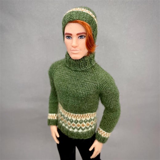 12 Inch Male Doll Scandinavian Sweater Hat Knitting Pattern (PDF Download) - Etsy
