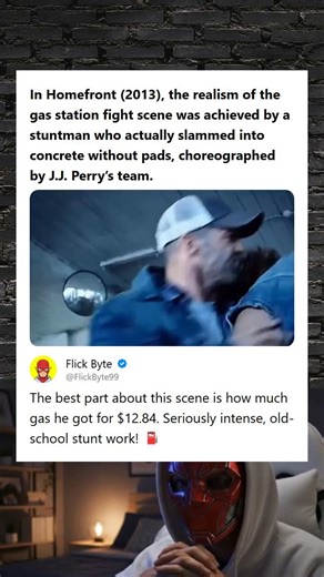 Homefront 2013 Gas Station Fight Scene Stuntman Smashes Into Concrete