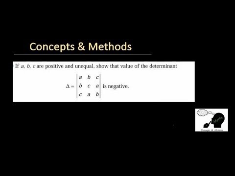 If a,b,c are positive and unequal ,show that value of determinant (a b c,b c a,c a b) is negative