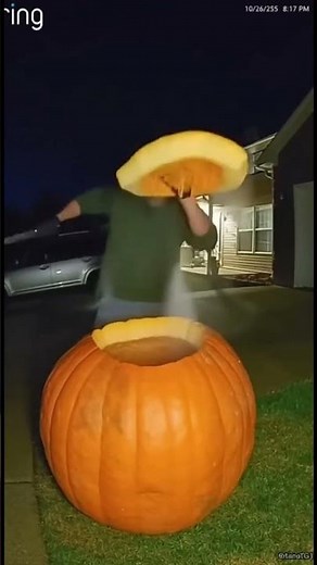 Ring Cam Catches CLOWN Exploding Out of Pumpkin 😱🎃 #shorts