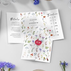 Gatefold Wedding Invite Template, Floral Design, Digital Canva Template, Easy to Edit, Wedding Folded Invitation, INSTANT DOWNLOAD - Etsy UK