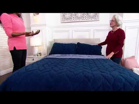 Berkshire Ultrasonic Loftmink & Sherpa Leaf Blanket on QVC