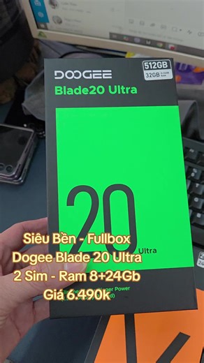 GIÁ 6.490K Ship COD toàn quốc kiểm tra và thanh toán Call - Zalo : 0913467878 🤙 Địa chỉ : 113 Nguyễn Văn Cừ P2/Q5 Dogee Blade 20 ulltra - Nhẹ - mỏng siêu bền - 2 sim quốc tế - giá 6490k Doogee Blade 20 Ultra là một điện thoại thông minh siêu bền (rugged phone) chạy Android 14, nổi bật với pin khủng 10300mAh, màn hình phụ 1.54 inch phía sau, kháng nước/bụi IP68/IP69K, camera 50MP và cấu hình mạnh mẽ với RAM lớn (tới 32GB) & bộ nhớ trong 512GB, được thiết kế cho độ bền cao trong môi trường khắc n