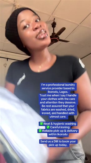 I’m a professional laundry service provider based in Ikorodu, Lagos. Trust me when I say I handle your clothes with the care and attention they deserve. Be rest assured that your fabrics are washed, dried, ironed, and handled with utmost care. ✅ Neat & hygienic washing ✅ Careful ironing ✅ Reliable pick-up & delivery within Ikorodu Send us a DM to book your pick up today. #cleansaveglobalservice #drycleanerinikorodu #laundryinikorodu #PickupAndDelivery #laundrygirl