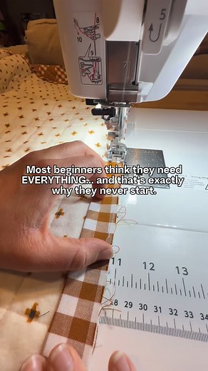 When I started quilting again, I thought I needed everything to be successful. Turns out? Less is truly more. The secret to confidence isn’t in having every gadget it’s in knowing what actually matters. The only tools you really need to begin quilting… ✨ Sewing machine ✨ Thread ✨ Rotary cutter ✨ Quilting ruler ✨ Fabric scissors ✨ Mini scissors (optional but so helpful for trimming threads) ✨ Iron ironing board ✨ Self-healing cutting mat ✨ Straight pins ✨ Safety pins ✨ Seam ripper ✨ Painter’s tap