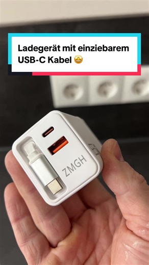 USB-C Ladegerät mit Teleskop-Kabel für unterwegs