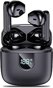 Language Translator Earbuds, Bluetooth 5.3, Real Time Translation 137 Languages, Noise Reduction, App Control, Battery Display, 2 Year License, 28mAh Earbuds, 200mAh Charging Case, Black