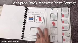 ❓What is that piece of paper on the back where all the pieces are? ❓How do you store all of your pieces while students are reading and using the adapted book?❓ It’s a simple fix y’all that I wish I had figured out sooner😆 Laminate a piece of blank cardstock. I like matching the paper color to a color on the front of the cover (it’s about the only thing I’m extra with💁🏼‍♀️). Laminate. Add to the back of the book and bind. Add 2-3 strips of loop velcro strips (soft stays, hard travels). And tha