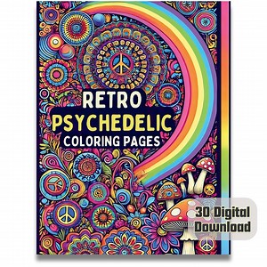 Retro Psychedelic Coloring Pages | 30 Groovy & Trippy Digital Designs | Instant Download - Etsy