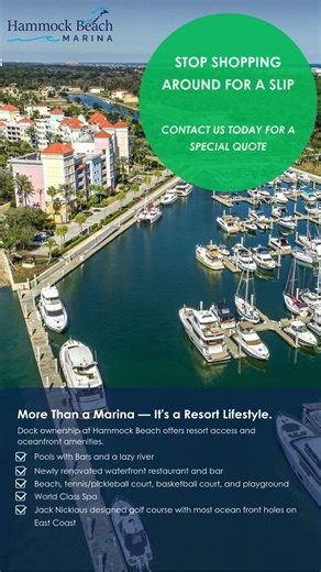 Escape to paradise! 🌴 Experience world-class dockage, luxurious amenities & breathtaking Palm Coast views. Recharge in our tranquil marina haven, designed with yacht owners like you in mind. Find serenity on Florida's stunning coast. | Hammock Beach Marina