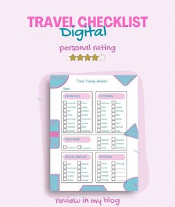 Instant Download Printable Travel Checklist - Etsy UK