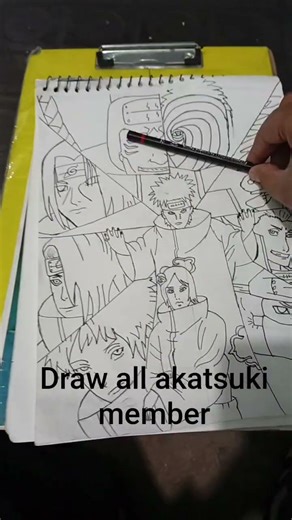 Draw all akatsuki memeber#akatsuki #obito #members #sketch #anime #animesong