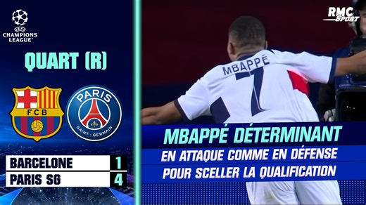 Barcelone 1-4 PSG : Mbappé à la récupération puis la finition... le quatrième but parisien sous tous les angles