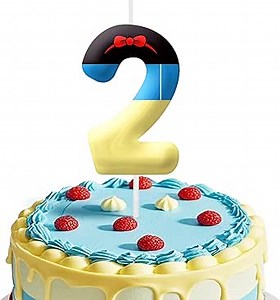 White Cartoon Birthday Candles, Number 2 Candle White Themed Birthday Party Supplies, 2.4 inch Birthday Candles for Cake Topper Party Decorations, Birthday Decorations for Kids (Number 2)