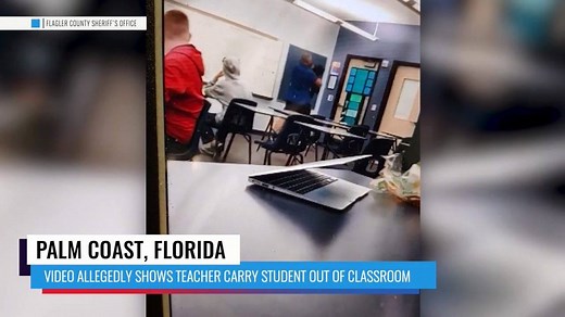 A teacher in Florida was arrested after physically removing a student from a classroom and shoving him after he refused to stop playing music on his computer, deputies say. | FOX 13 News