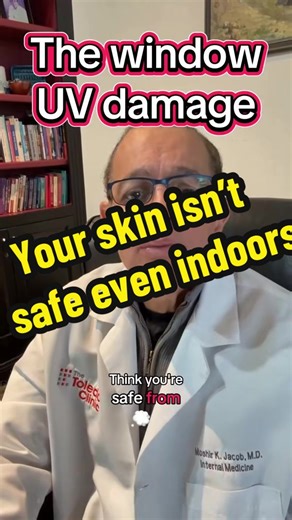 Your skin isn't safe from UV rays indoors. #drjacoblongevity #doctorexplains #longevity #skin #uv