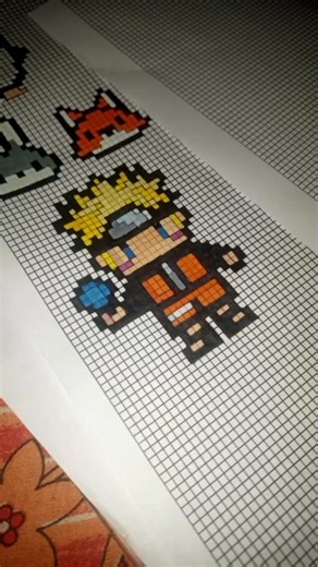 Cute Naruto Pixel Art | Anime Pixel Art Drawing |Kawaii Naruto🧡#shorts#pixelart#narutoart#animeart