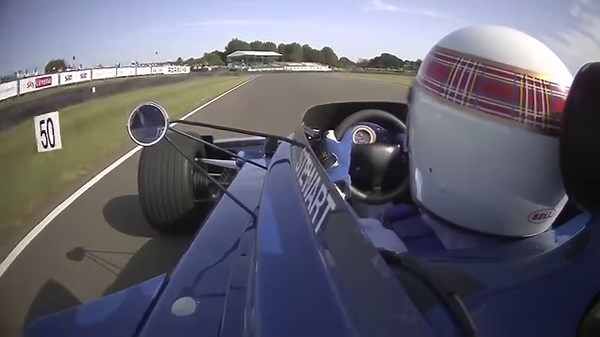 Sir Jackie Stewart speeds down the Lavant Straight in his title-winning Tyrrell 006. #GoodwoodRevival #Tyrell #F1 | The Goodwood Revival