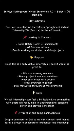 Infosys Springboard Virtual Internship 7.0 – Batch 4 (AI Domain)
