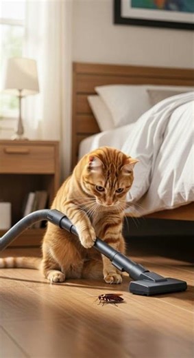 This is a rare sight: A cat using a vacuum to clean like a pro #cats #vacuum #pets