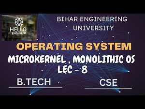 MICROKERNEL V/S MONOLITHIC KERNEL OS | MODULE 1| LEC - 8 | BTECH | CSE| BIHAR ENGINEERING UNIVERSITY