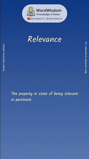 What does "Relevance" mean? | English vocabulary shorts | #relevance #wordwisdom
