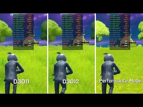 RX 580 - Fortnite - DirectX 11 vs DirectX 12 vs Performance Mode