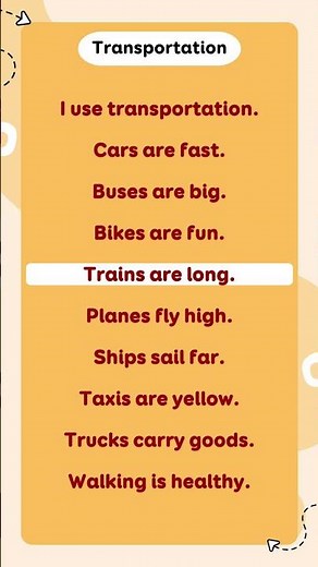 Transportation | Vocabulary and Sentence Practice🌟#englishspeaking