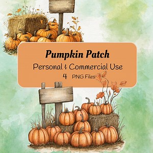 Fall Pumpkin Clipart | Decorative Pumpkins With Sign Png | Pumpkins Pngs | Pumpkin Patch Clipart | Cute Pumpkin Clipart | Commercial Use - Etsy