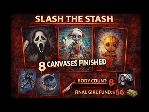 Slash the Stash Challenge Ep. 1 🩸 The Body Count Begins | 8 Canvases Finished | $71 Earned